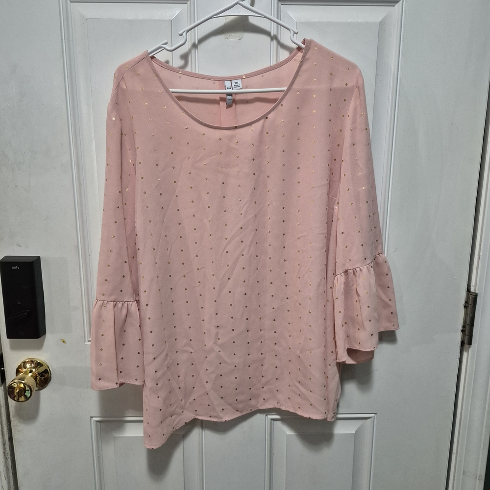 Elle Blush Pink Blouse with Gold Accents